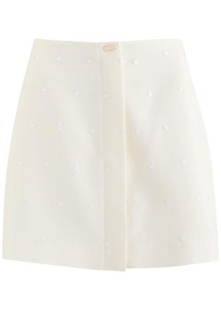 Clea Sabine Sequin-embellished Woven Mini Skirt - Cream - S (UK8-10 / S)