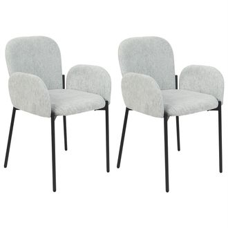 Beliani Beliani - Conjunto De 2 Sillas De Comedor Retro Vintage Tejido Tapizado De Poli&eacute;ster Con Reposabrazos Verde Menta Albee