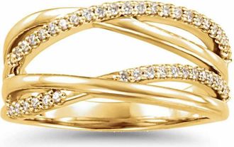 Pompeii3 1/4CT Diamond Criss Cross Right Hand Ring 14K Yellow Gold Size Selectable