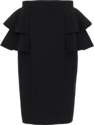 Valentino Garavani Black Virgin Wool Midi Womens Skirt