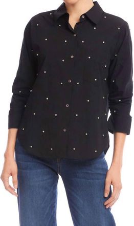 Karen Kane Embellished Shirt In Black
