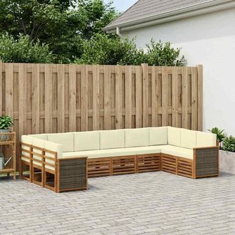 vidaXL Vidaxl Set Di Divani Da Esterno 7 Pz Naturale E Crema