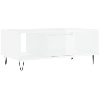 vidaXL Vidaxl - Mesa De Centro Madera Contrachapada Blanco Brillo 90x50x36,5 Cm