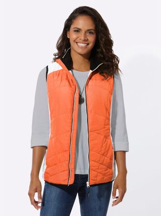 Casual Looks Steppweste CASUAL LOOKS, Damen, Gr. 38, orange (orange, ecru), 100% Polyester, Wattierung:100% Polyester, gemustert, mehrfarbig, Westen Steppweste