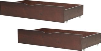 Beliani Conjunto De 2 Cajones De Madera De Pino Oscura Almacenaje Ruedas Rumilly