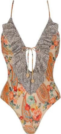 Del Maar Exotische Badpak met V-Hals - Dames - Badpakken - Veelkleurig - XS - Badmode