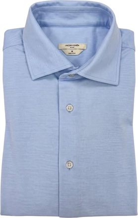 Jacob Cohen Heren, Overhemden, Blauw, Maat: L Jersey
