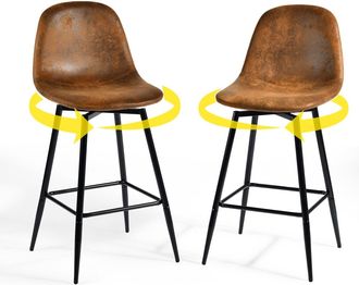 Urban Meuble Juego de 2 taburetes de bar giratorios vintage, color marr&oacute;n 67Hcm