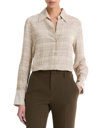 Vince Textured Plaid Button-Down Shirt