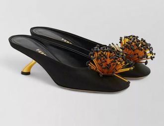 Ferragamo satin mules sculptural heel pointed silhouette