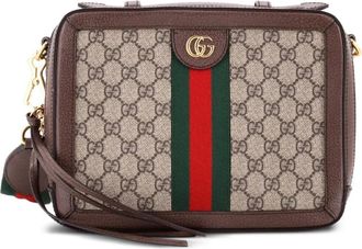 Gucci Ophidia Zip Around Camera Bag GG Coated Canvas Small shoulder bag - Bruin