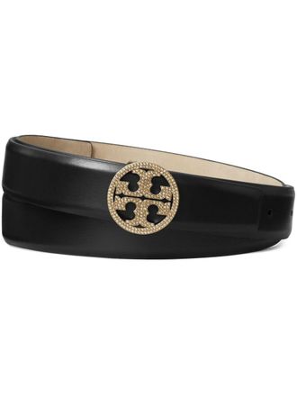Tory Burch Miller crystal-embellished belt - women - Leather/Nubuck Leather - M - Black