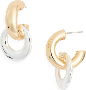 Leith Ring Drop Huggie Hoop Earrings in Gold- Silver at Nordstrom Rack