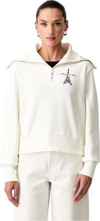 Karl Lagerfeld Sweatshirt met opstaande kraag en rits - Dames - Vesten met rits - Beige - XL - Katoen - Hoodies & sweatvesten