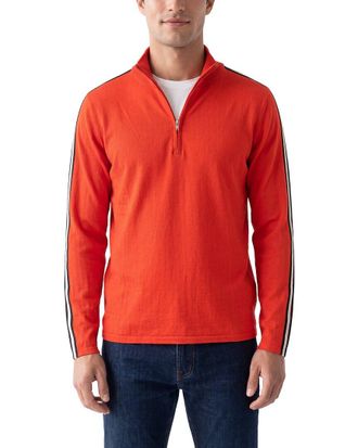 N.Peal N.Peal Stripe 1/2-Zip Cashmere-Blend Mock Neck Sweater