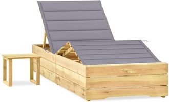 vidaXL Tumbona De Jard&iacute;n Con Mesa Y Coj&iacute;n De Madera De Pino Impregnada Vidaxl