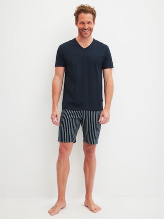 CALIDA Shorty CALIDA Cotton Special, Damen, Gr. XXL (58/60), blau (saphir blau), Single Jersey, Obermaterial: 100% Baumwolle, bequem kurz, V-Ausschnitt, gera