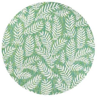 Jonathan Y Designs Nevis Palm Frond Indoor/Outdoor Round Area Rug in Cream/green at Nordstrom, Size 5Ft 0In X 5Ft 0In