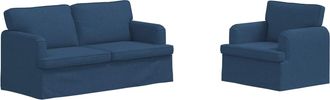 vidaXL Juego De Sof&aacute; 2 Uds. Azul Tela Vidaxl