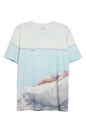 Chlo&eacute; Picture Print Cotton Jersey T-Shirt in Iconic Milk at Nordstrom, Size Medium