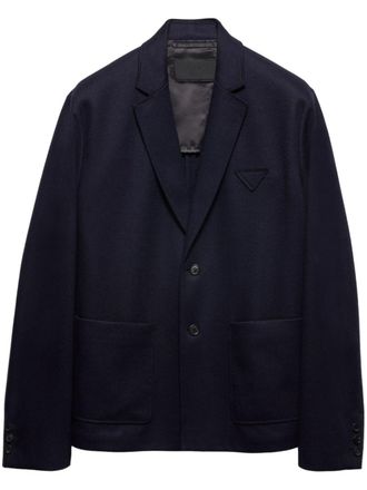 Prada wollen jack met enkele rij knopen - Blauw