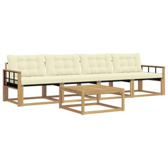 vidaXL Conjunto De Sof&aacute;s De Exterior 5 Pcs Blanco Y Crema Vidaxl