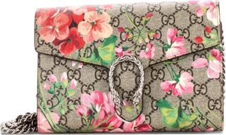 Gucci Dionysus Chain Wallet Blooms Print GG Coated Canvas Small crossbody bag - Bruin
