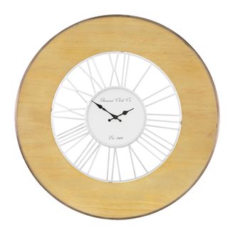 WOMO-DESIGN Womo-design - Xxl Reloj De Pared Alfheim &Oslash;85cm Redondo De Madera-metal Estilo Vintage Blanco-naturaleza Decorativo Interior Dise&ntilde;o Retro Silencioso Si