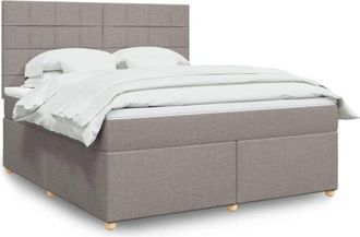 vidaXL Vidaxl - Cama Box Spring Con Colch&oacute;n Tela Gris Taupe 180x200 Cm