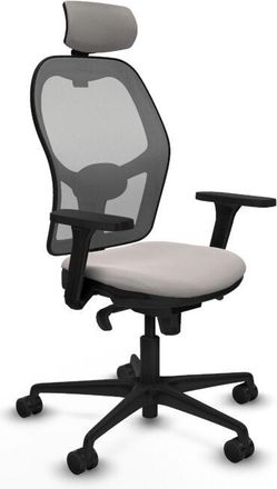 Piqueras y Crespo Piqueras Y Crespo - Jorquera Sincro Malla Gris Similpiel Blanco Brazos 3d Base Nailon Cabecero 2d Ruedas 65mm Nailon