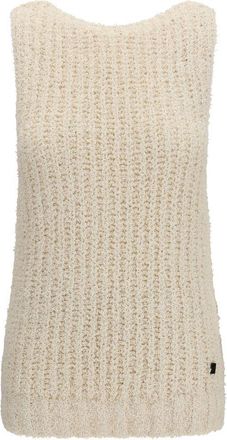 Balmain Beige Cotton Sleeveles Womens Sweater