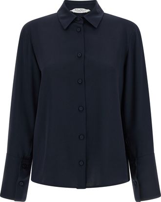 Max Mara Blue Silk Womens Blouse