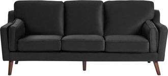 Beliani Beliani - Modern 3 Seater Sofa Upholstered Velvet Solid Oak Wood Legs Black Lokka