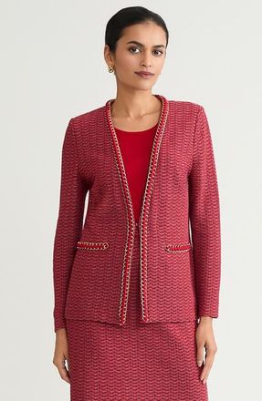 Ming Wang Heritage Whipstitch Chain Trim Knit Jacket in Holiday/twig/black at Nordstrom, Size X-Large