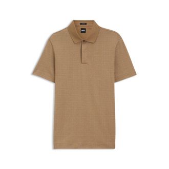 BOSS Cotton polo shirt with two-tone jacquard