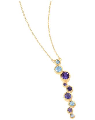 Tiramisu 14K Over Silver 1.14 ct. tw. Gemstone Drop Necklace