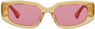 Kurt Geiger 54mm Rectangular Sunglasses in Yellow/Pink at Nordstrom
