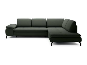 VENTE-UNIQUE.COM Sof&aacute; rinconera poli&eacute;ster 5 plazas verde 271x206cm