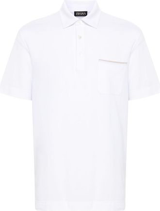 Ermenegildo Zegna cotton piqu&eacute; polo shirt - men - Calf Leather/Cotton - 56 - White