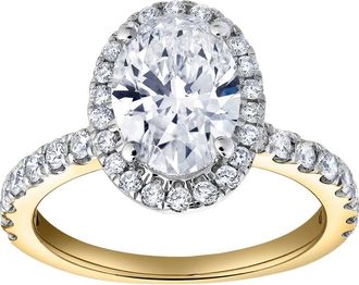 LuvMyJewelry Laurentia 14K Yellow Gold Oval Lab Grown Diamond Halo Engagement Ring - 1.95 Ct at Nordstrom, Size 6.5