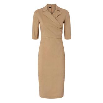 Pinko Midi Dresses, female, Beige, Size: M Fitted Midi Dress with Bow