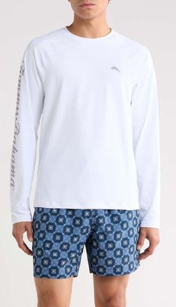 Tommy Bahama Chill Time Bay IslandZone Long Sleeve Rashguard in Bright White at Nordstrom, Size X-Large