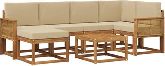 vidaXL Conjunto De Sof&aacute;s De Exterior 7 Uds. Natural Y Beige Vidaxl