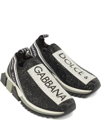 Dolce & Gabbana knitted crystal-embellished sneakers - Nero