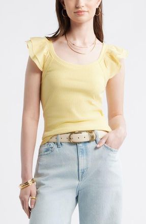 Treasure & Bond Rib Flutter Tank in Yellow Sundress at Nordstrom, Size Xx-Small