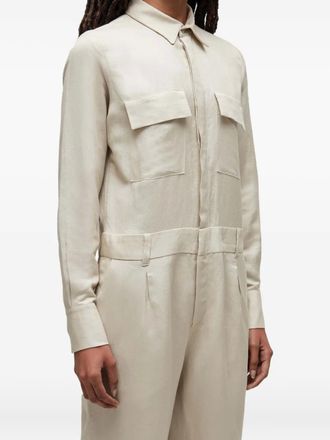 Osklen utility collared jumpsuit - women - Viscose/Linen/Flax - G - Neutrals
