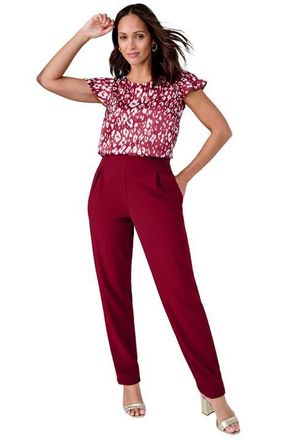 Jessica London Stretch Knit Crepe Straight Leg Pants in Rich Burgundy at Nordstrom, Size 28