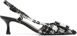 Roberto Festa Milano Kristallen Gesp Slingback Hakken - Dames - Pumps - Zwart - 39 EU - Tweed - Schoenen