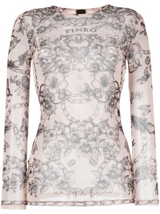 Pinko Magico top met bloemenprint - Beige