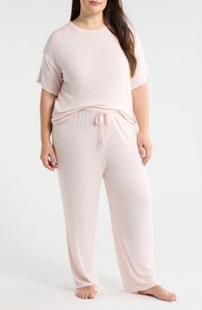 Nordstrom Moonlight Eco Easy Rib Pajamas in Pink Loft at Nordstrom, Size 1X